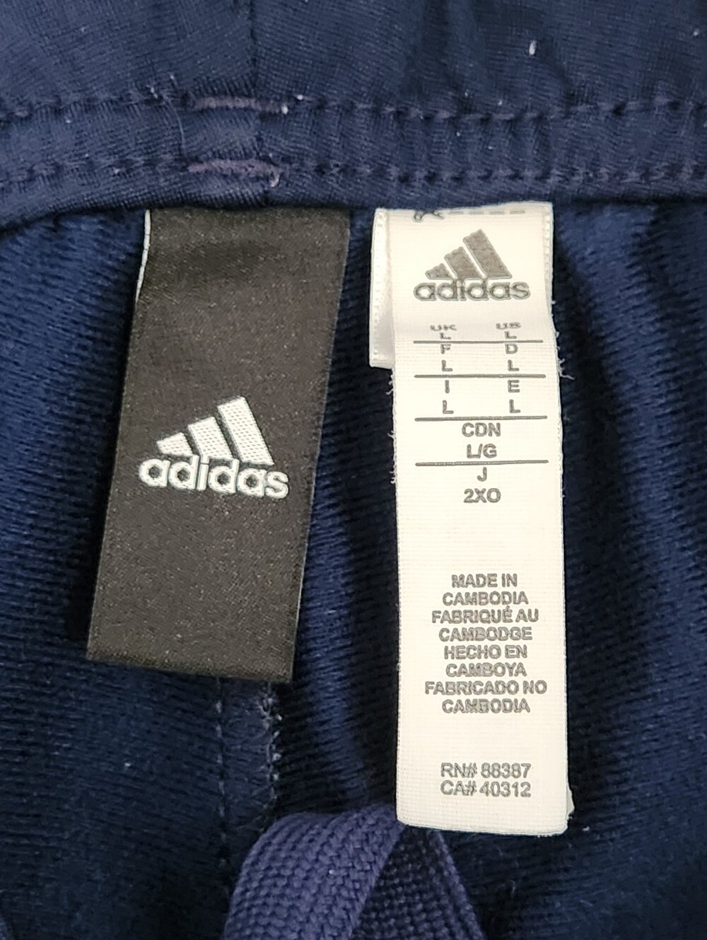 Adidas Youth Navy Track Pants with White Tri-Stripes Logo Size Large - Picture 9 of 12